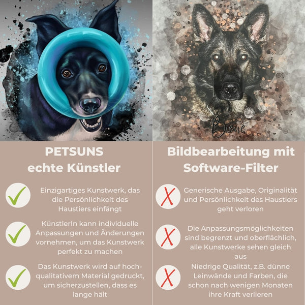 Handgemaltes Haustierportrait auf Premium Leinwand im Wasserfarben Stil