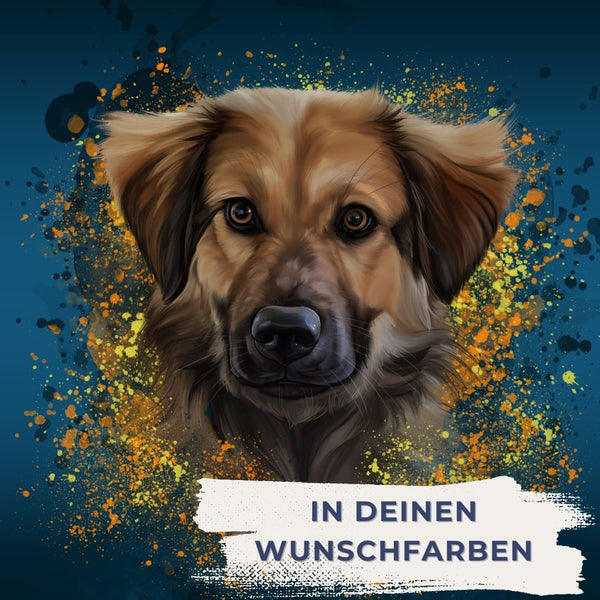 Handgemaltes Haustierportrait als Premium Fotodruck gerahmt im Ink Stil