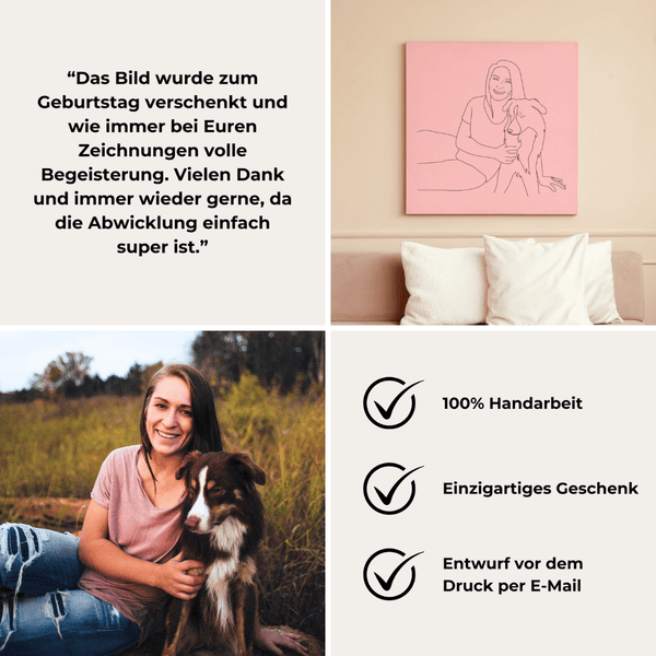 Elegantes LineArt Portrait – Zeitlose Kunst auf hochwertiger Leinwand