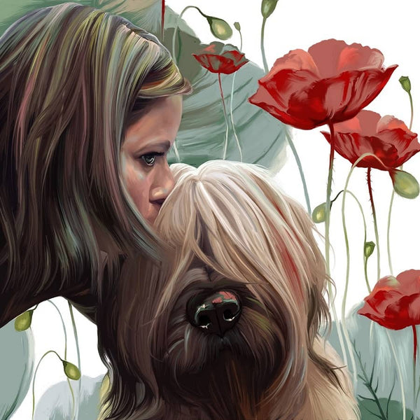 Handgemaltes Haustierportrait auf Premium Kuschelkissen im Naturalistischen Stil