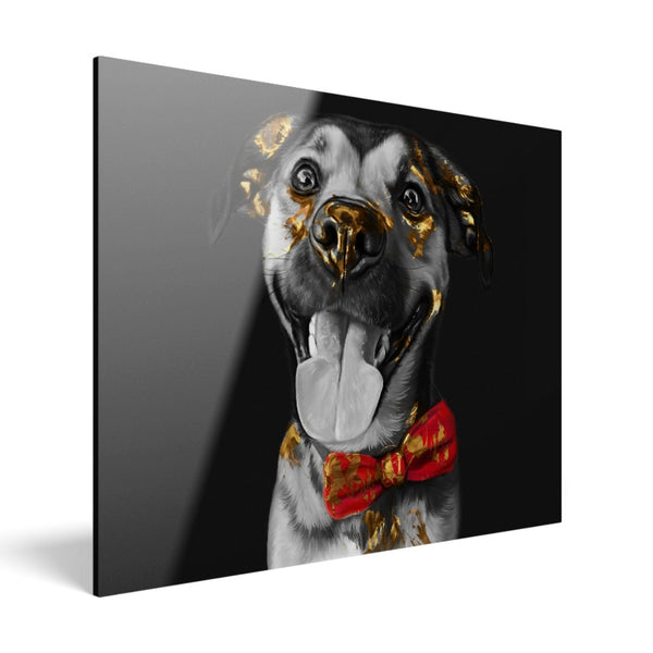 Handgemaltes Haustierportrait auf Acrylglas im Gold Stil