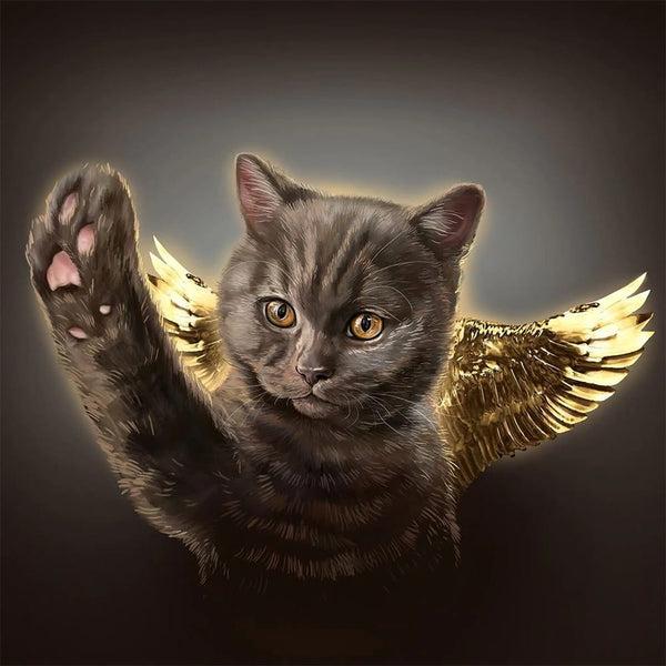 Handgemaltes Haustierportrait auf Acrylglas im Engel Stil