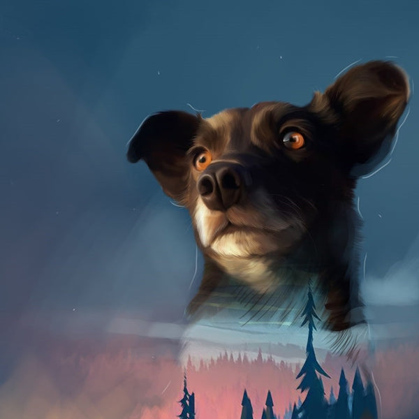 Handgemaltes Haustierportrait auf Acrylglas im Exposure Stil