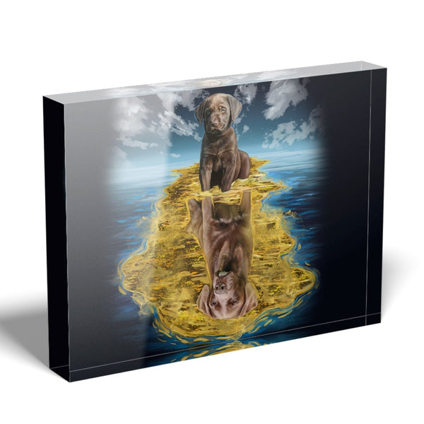 Handgemaltes Haustierportrait als Acrylblock im Double Stil