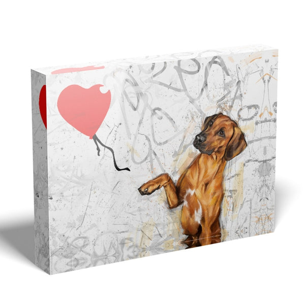 Handgemaltes Haustierportrait als Acrylblock im Streetart Stil