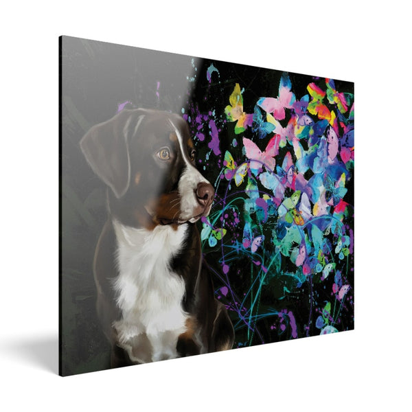Handgemaltes Haustierportrait auf Acrylglas im Butterfly Stil