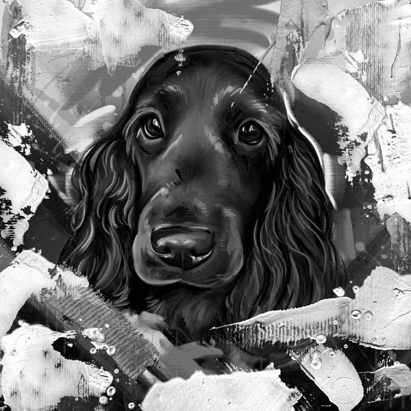 Handgemaltes Haustierportrait auf hochwertiger Tasse im Black & White Stil