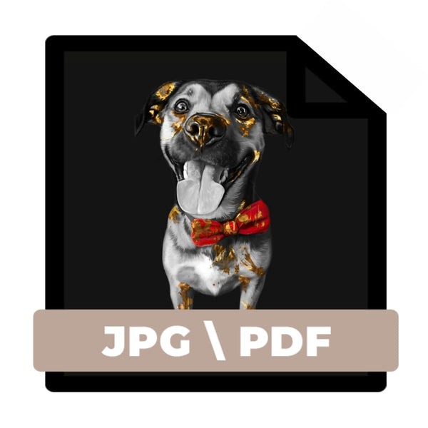 Handgemaltes Haustierportrait als Digitale Datei im Gold Stil