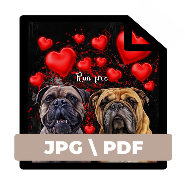 Handgemaltes Haustierportrait als Digitale Datei im Love Stil