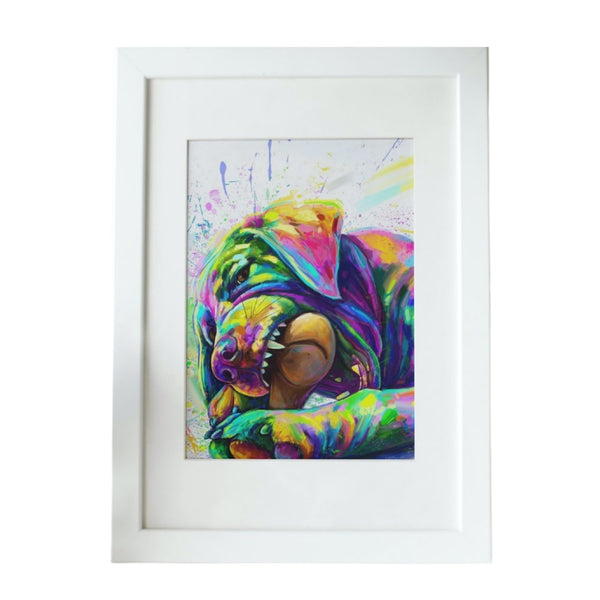 Handgemaltes Haustierportrait als Premium Fotodruck gerahmt im Colourful Stil