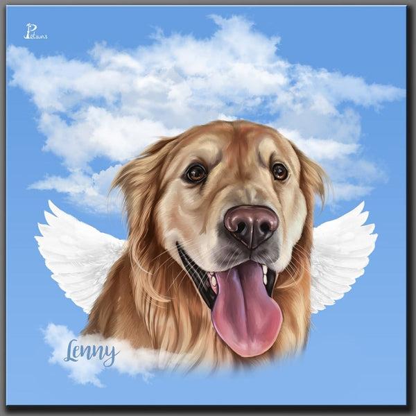 Handgemaltes Haustierportrait auf Premium Leinwand im Engel Stil