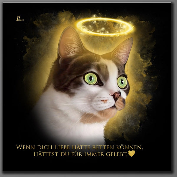 Handgemaltes Haustierportrait als Acrylblock im Halo Stil