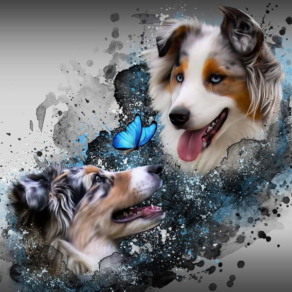 Handgemaltes Haustierportrait auf Acrylglas im Ink Stil