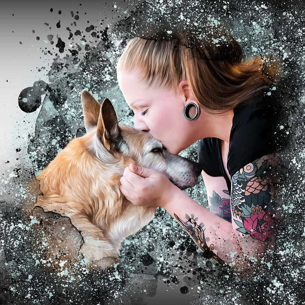 Handgemaltes Haustierportrait auf Acrylglas im Ink Stil