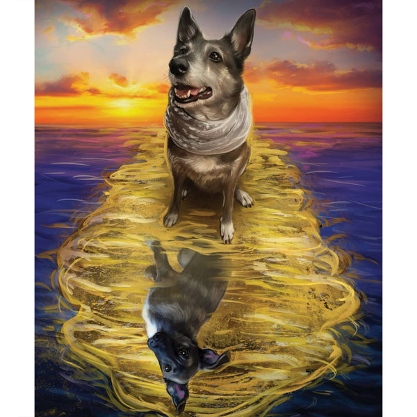 Handgemaltes Haustierportrait auf XXL-Leinwand im Double Stil