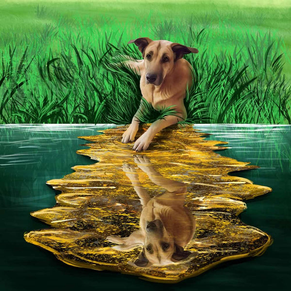 Handgemaltes Haustierportrait auf Acrylglas im Double Stil