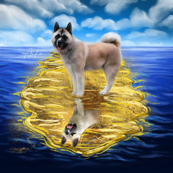 Handgemaltes Haustierportrait als Acrylblock im Double Stil