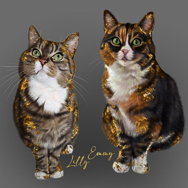 Handgemaltes Haustierportrait auf hochwertiger Tasse im Gold Stil