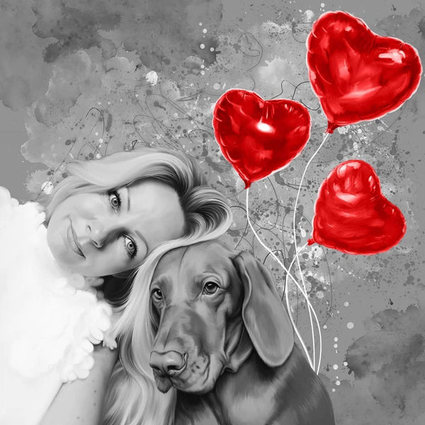 Handgemaltes Haustierportrait auf hochwertiger Tasse im Love Stil