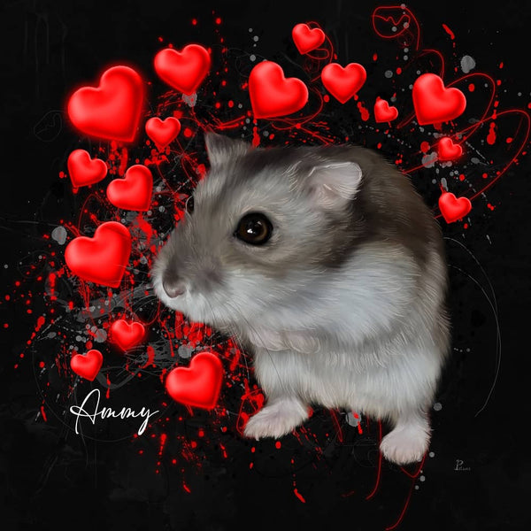 Handgemaltes Haustierportrait auf Acrylglas im Love Stil