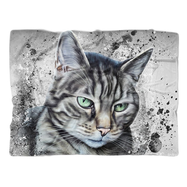 Handgemaltes Haustierportrait auf Premium Kuscheldecke im Ink Stil