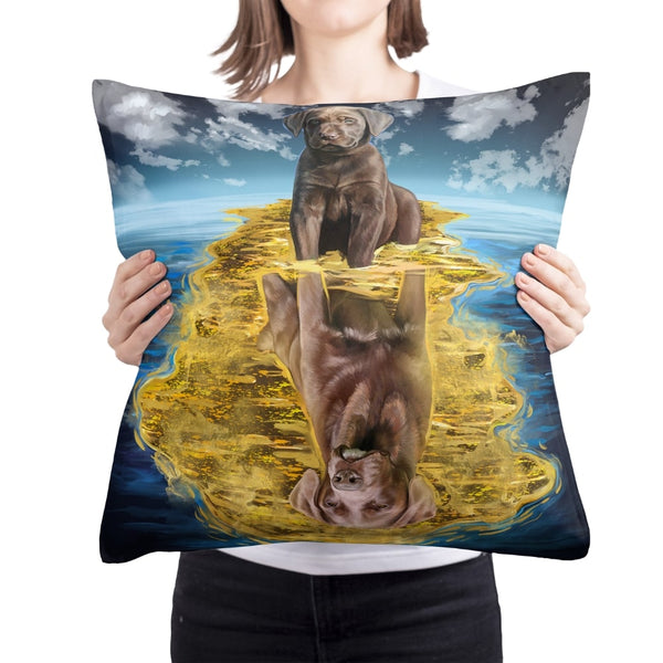 Handgemaltes Haustierportrait auf Premium Kuschelkissen im Double Stil