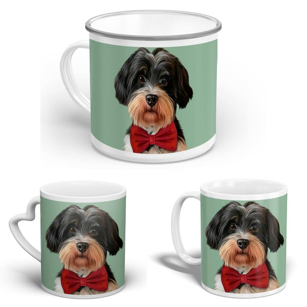 Handgemaltes Haustierportrait auf hochwertiger Tasse im Realistischen Stil