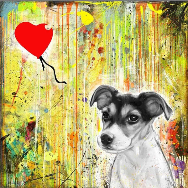 Handgemaltes Haustierportrait als Acrylblock im Streetart Stil