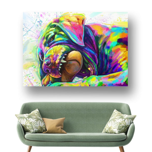 Handgemaltes Haustierportrait auf XXL-Leinwand im Colourful Stil