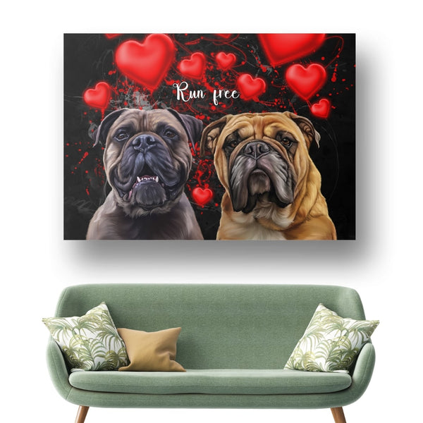 Handgemaltes Haustierportrait auf XXL-Leinwand im Love Stil