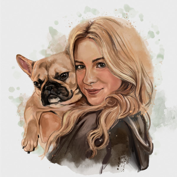 Handgemaltes Haustierportrait auf Acrylglas im Wasserfarben Stil