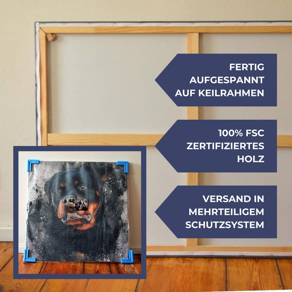 Handgemaltes Haustierportrait auf Premium Leinwand im Smoke Stil