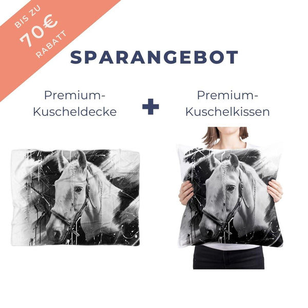 Kuschelpaket aus Decke und Kissen im Black & White Stil