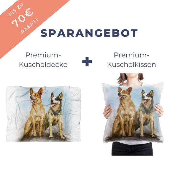 Kuschelpaket aus Decke und Kissen im Wasserfarben Stil