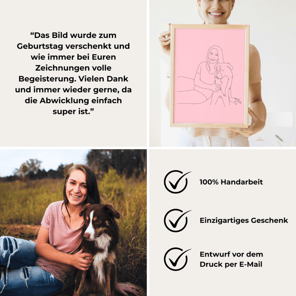 Elegantes LineArt Portrait – Zeitlose Kunst auf hochwertiger Leinwand mit Rahmen