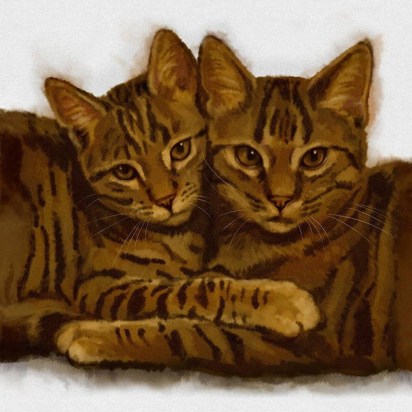 Handgemaltes Haustierportrait auf Handtuch im Wasserfarben Stil