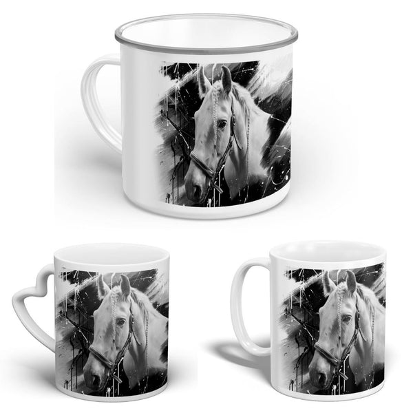 Handgemaltes Haustierportrait auf hochwertiger Tasse im Black & White Stil