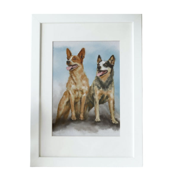 Handgemaltes Haustierportrait als Premium Fotodruck gerahmt im Wasserfarben Stil