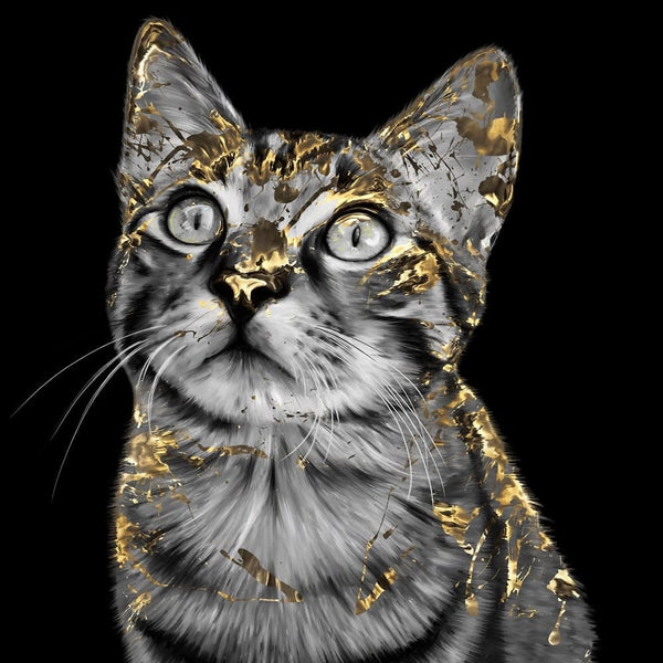 Handgemaltes Haustierportrait als Digitale Datei im Gold Stil