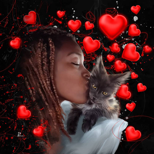 Handgemaltes Haustierportrait auf XXL-Leinwand im Love Stil
