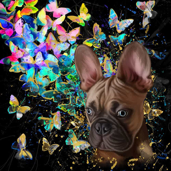 Handgemaltes Haustierportrait auf Acrylglas im Butterfly Stil