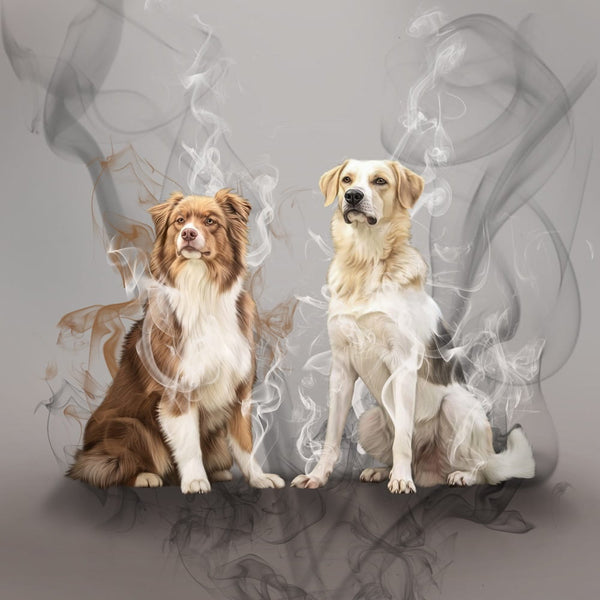 Handgemaltes Haustierportrait auf Premium Kuschelkissen im Smoke Stil