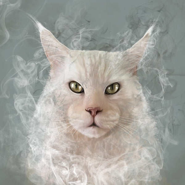Handgemaltes Haustierportrait auf Premium Kuscheldecke im Smoke Stil