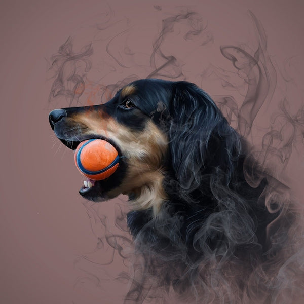 Handgemaltes Haustierportrait auf hochwertiger Tasse im Smoke Stil