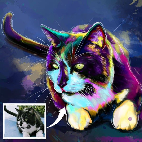 Handgemaltes Haustierportrait als Premium Fotodruck gerahmt im Colourful Stil