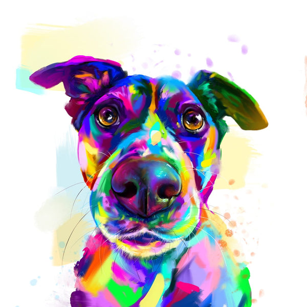 Handgemaltes Haustierportrait als Premium Fotodruck gerahmt im Colourful Stil